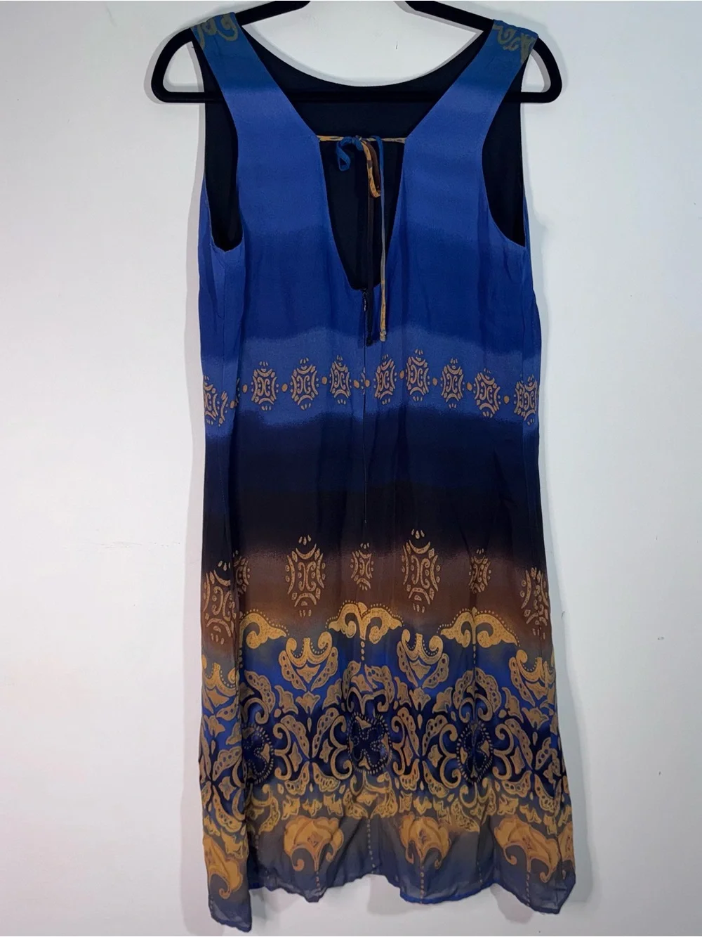 Lapis Los Angeles Blue Ombre Sleeveless Midi Dress Women’s Large Rayon Made USA